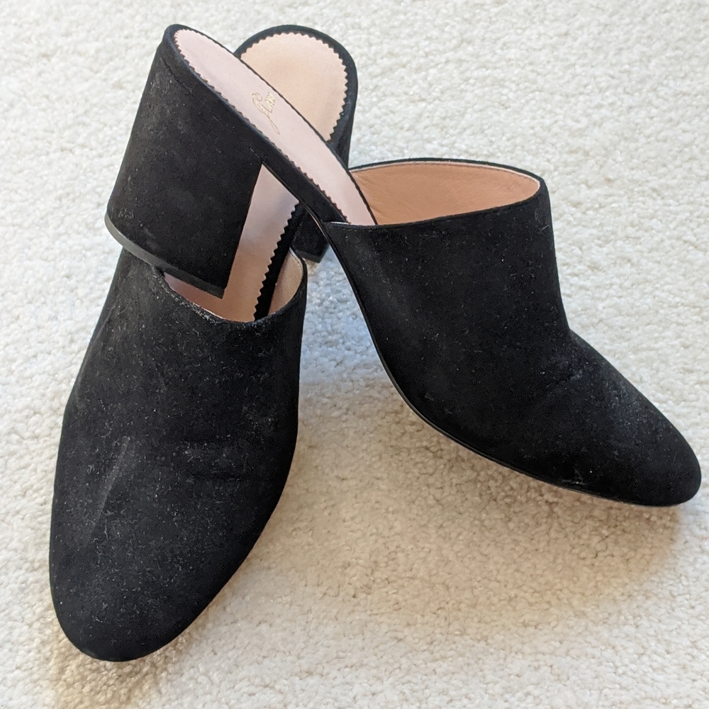 J Crew black suede mules 8.5 M